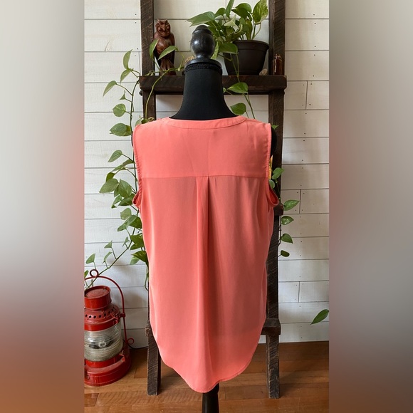 Apt. 9: Peach Pink V Neck Blouse with Zipper Opening - Picture 7 of 17